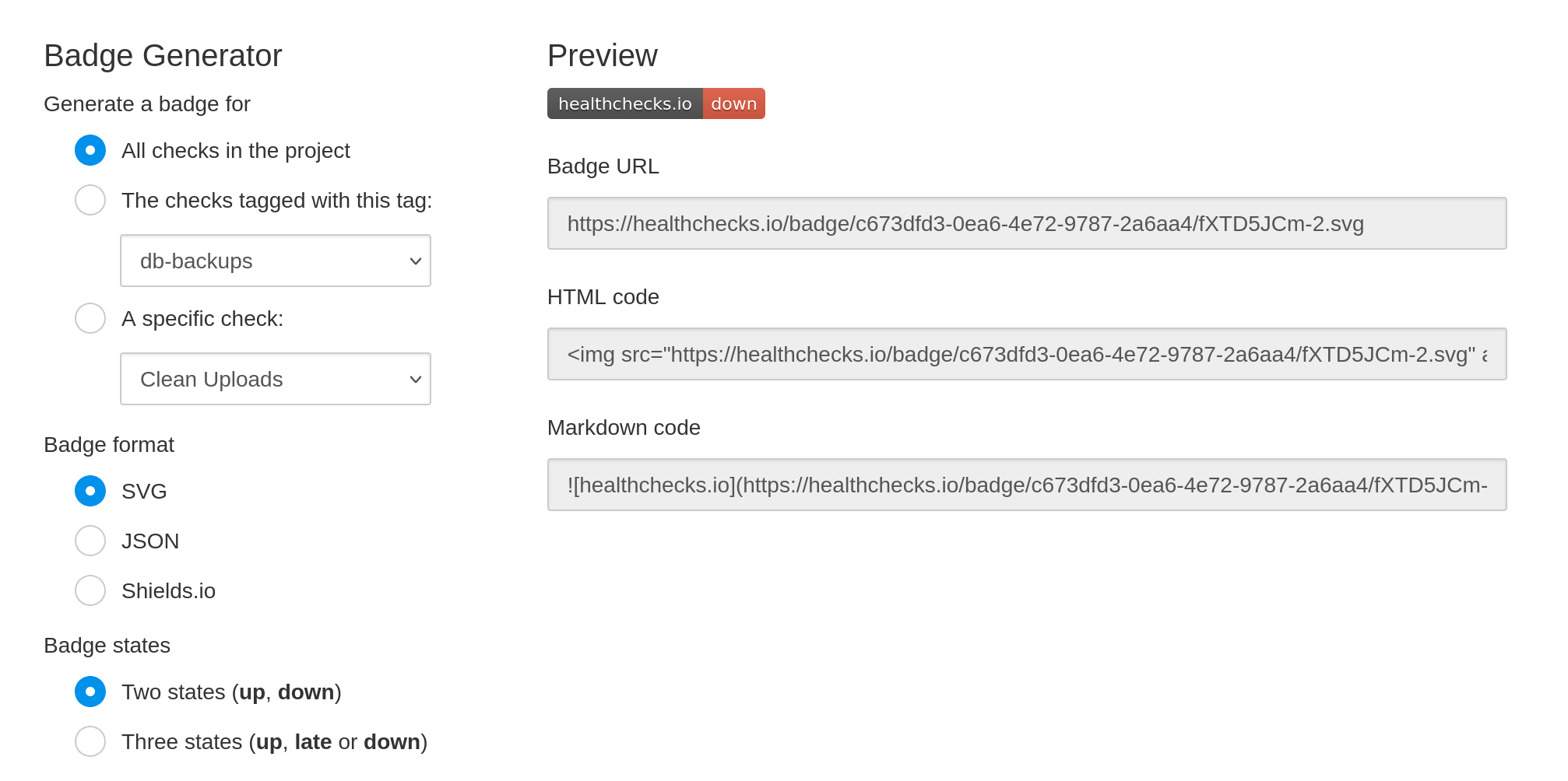 The "Badges" page